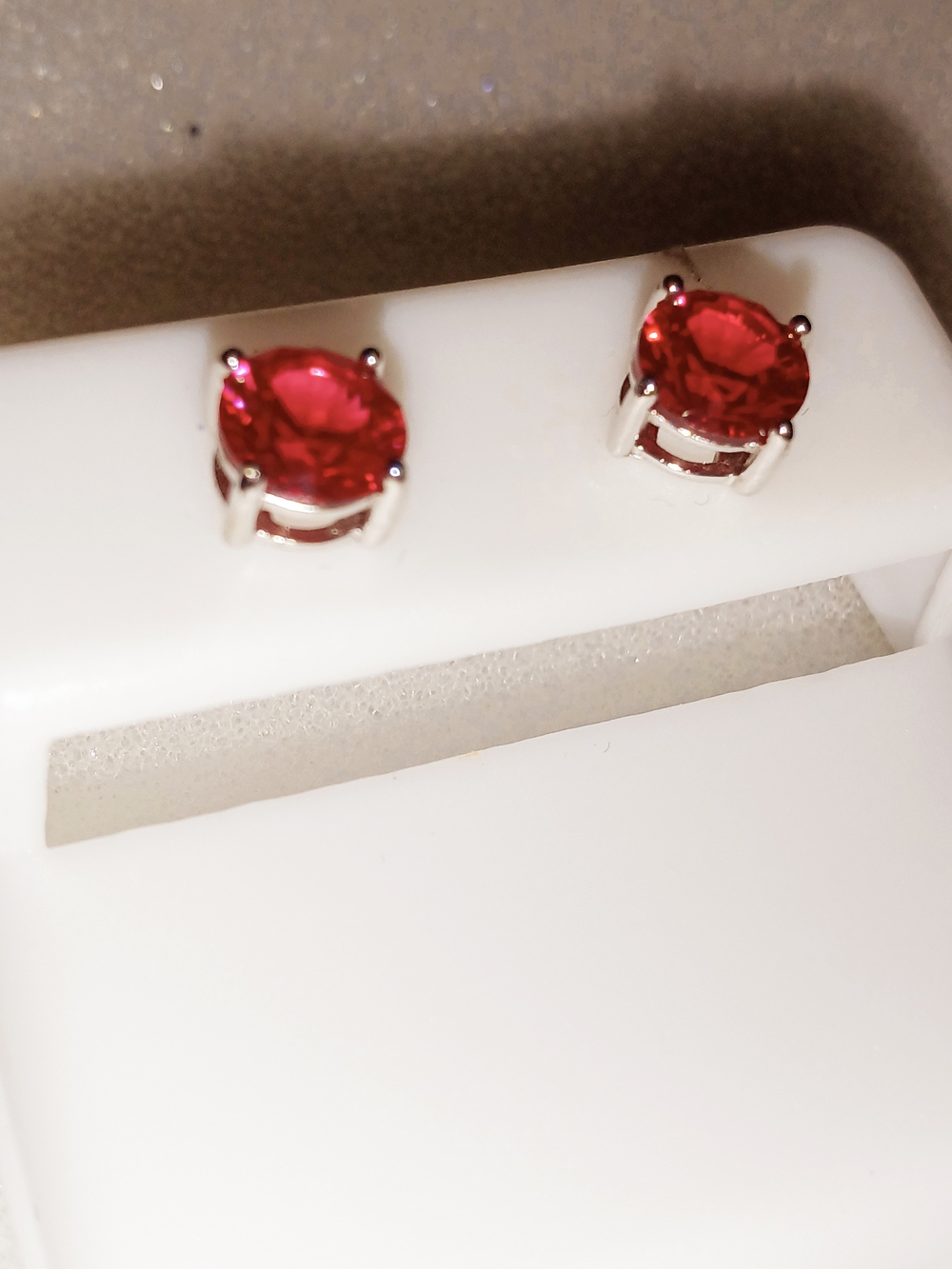 Sterling Silver 6mm Ruby Red Earrings